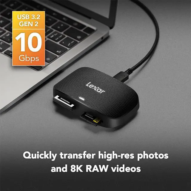 Alt view image 5 of 9 - Lexar Professional CFexpress Type B / SD USB 3.2 Gen 2 Reader, Transfer Speeds Up To 10Gbps, Designed for CFexpress Type B and SD Cards (LRW520U-RNBNG)