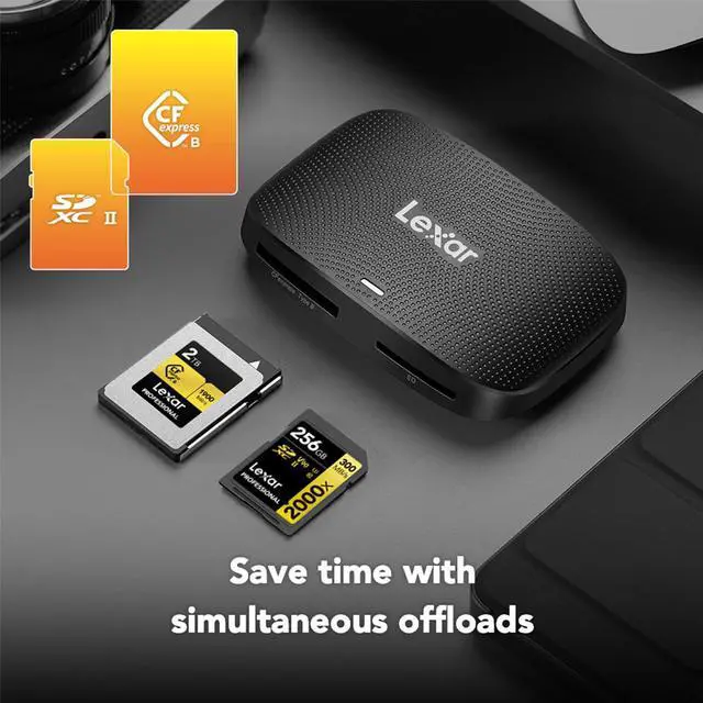 Alt view image 6 of 9 - Lexar Professional CFexpress Type B / SD USB 3.2 Gen 2 Reader, Transfer Speeds Up To 10Gbps, Designed for CFexpress Type B and SD Cards (LRW520U-RNBNG)
