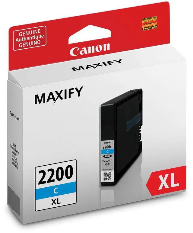 Alt view image 2 of 3 - Canon PGI-2200 XL Cyan Pigment Ink Tank for iB4020, iB4120, MB5020, MB5120, MB5320, MB5420 MAXIFY Series Printers, 2-Pack