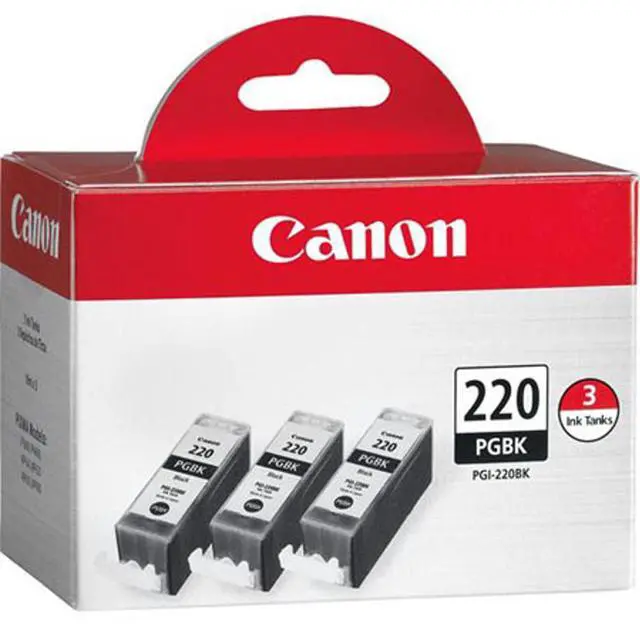Alt view image 2 of 3 - Canon 3x PGI-220BK Black Ink Tank for Select PIXMA iP, MP, MX Series Printers, 2-Pack