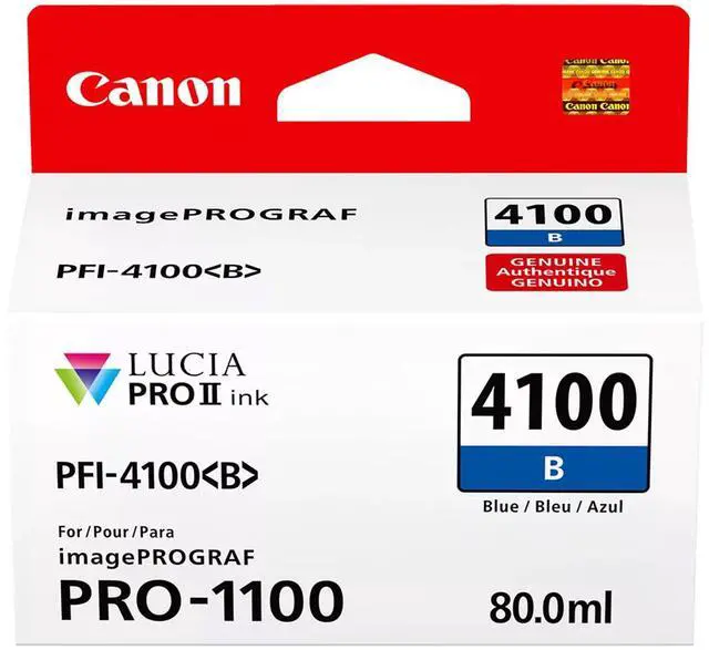 Main image of Canon PFI-4100 80ml Pigment Ink Tank for imagePROGRAF PRO-1100 Printer, Blue