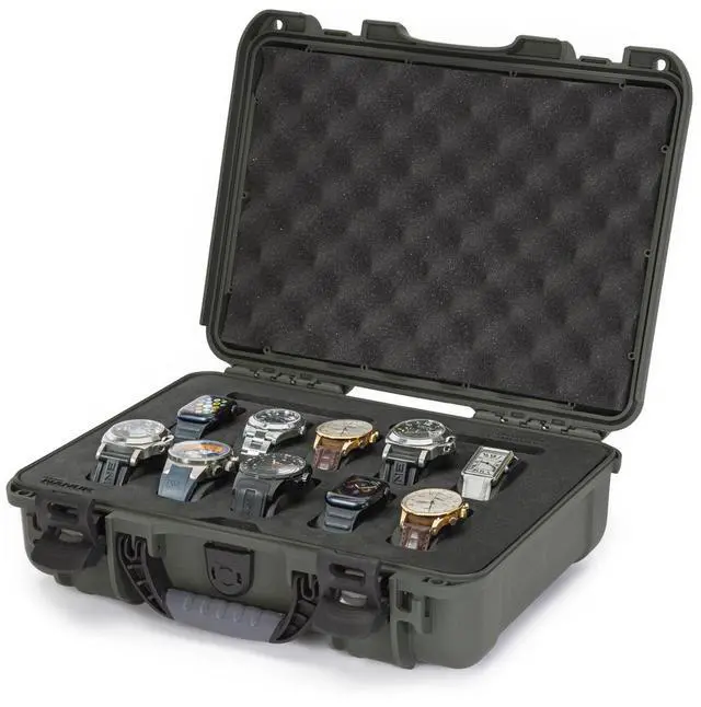 Main image of Nanuk 910 Waterproof Watch Case with Foam Insert, Olive #910S-080OL-0A0-21299