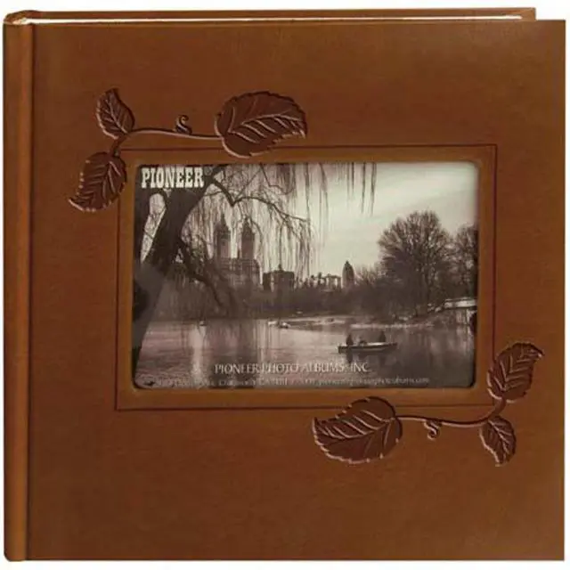 Main image of Pioneer Photo Album Embossed Leatherette Framer Photo Album, Holds 200 4x6" Photos, 2 Per Page, Brown Ivy