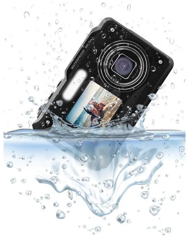 Alt view image 4 of 7 - Minolta Minolta MN60WP Waterproof Dual Screen Digital Camera, Black