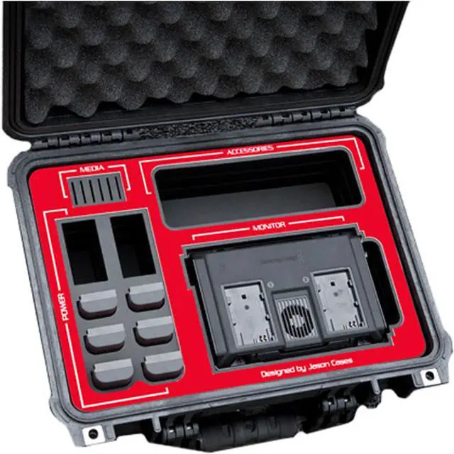 Main image of Jason Cases Hard Case for Blackmagic Design Video Assist 7" Monitor, Red Overlay