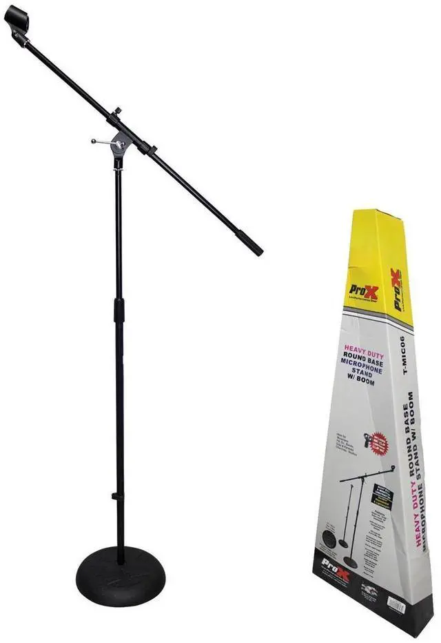 Alt view image 4 of 10 - ProX T-MIC06 Round Base Microphone Stand with Boom
