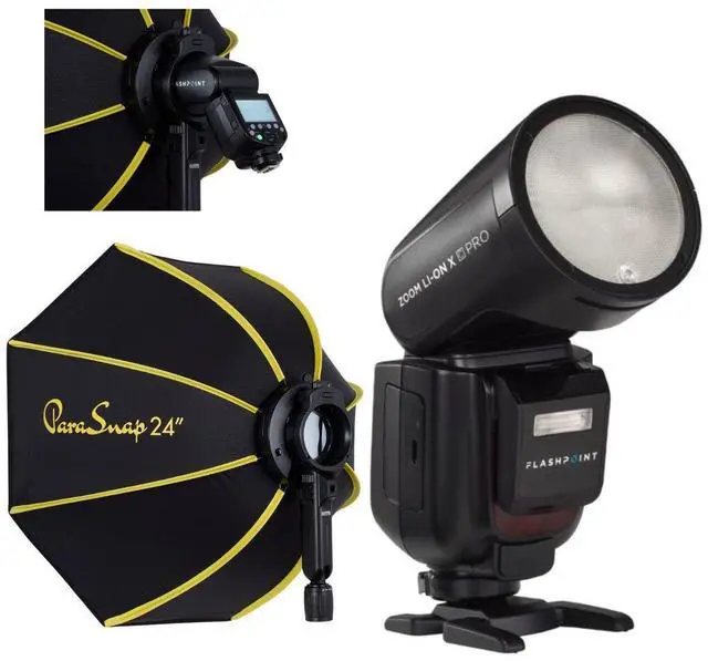 Main image of Flashpoint Zoom Li-on X PRO R2 TTL Flash With Parasnap 24" Softbox For Canon