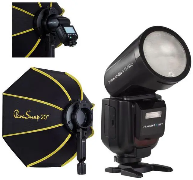 Main image of Flashpoint Zoom Li-on X PRO R2 TTL Flash With Parasnap 20" Softbox For OM