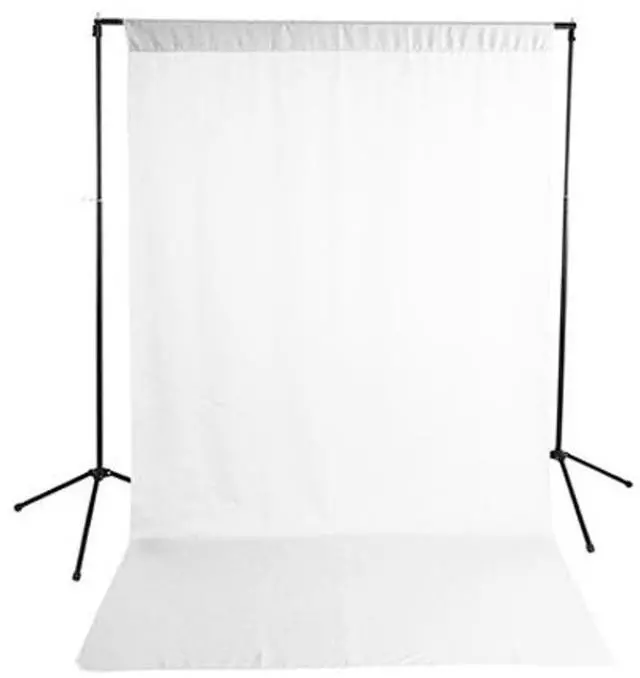 Main image of Savage Economy Background Support Stand with 5x9' White Wrinkle-Resistant Backdrop, 20 lbs. Load Capacity