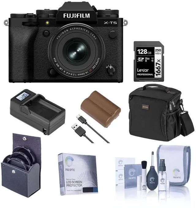 Main image of Fujifilm X-T5 Camera, Black with XF 16-50mm f/2.8-4.8 R Lens and Essentials Kit