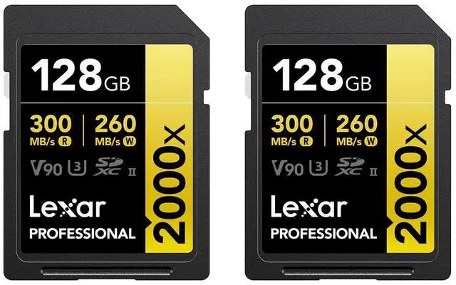 Alt view image 2 of 8 - Lexar LSD2000128G-B2NNU Professional Sdxc Memory Card 2000x 128gb Class 10 V90 Uhs-ii U3 W/o Reader R300/w260mbs
