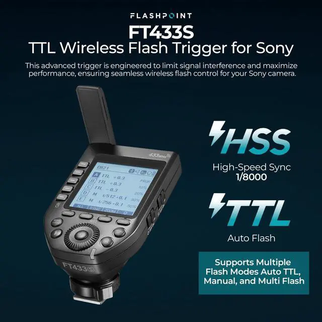 Alt view image 2 of 7 - Flashpoint FT433S TTL Wireless Flash Trigger for Sony