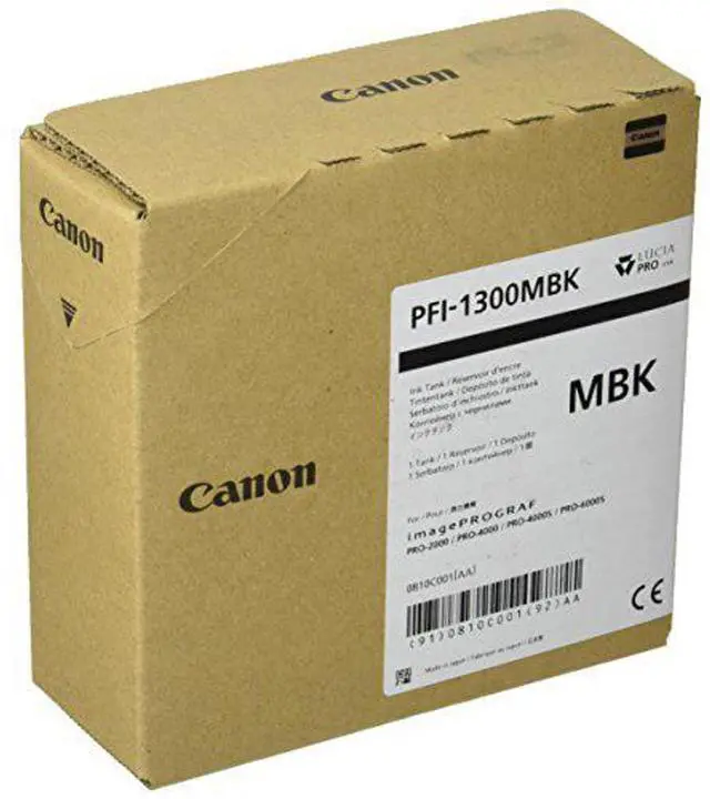 Alt view image 2 of 3 - Canon 2x PFI-1300 330ml Matte Black Pigment Ink Tank for Select imagePROGRAF PRO Series Large-Format Inkjet Printers