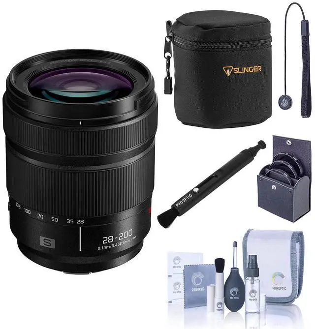 Main image of Panasonic LUMIX S 28-200mm f/4-7.1 Macro O.I.S. Lens, Bundle with Small Lens Case, 67mm Filter Kit, Lens Cleaner, Cleaning Kit and Lens Cap Tether