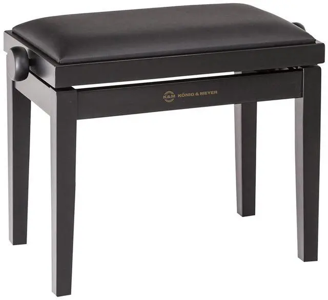Main image of K&M 13910 Wood Piano Bench with Imitation Leather Seat, Black Gloss Finish