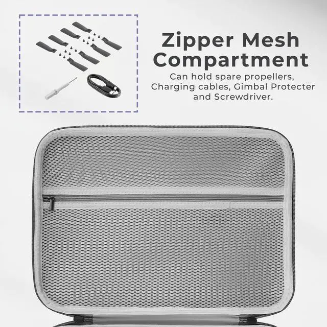 Alt view image 4 of 7 - Aries Carrying Case for DJI Flip Fly More Combo, Gray
