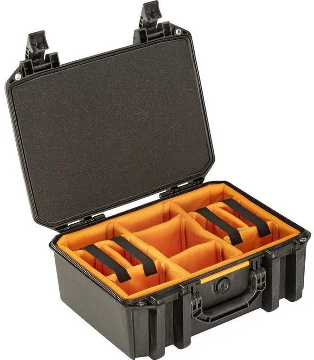 Main image of Pelican Vault V300 Large Case with Lid Foam and Dividers, Black #VCV300-0040-BLK