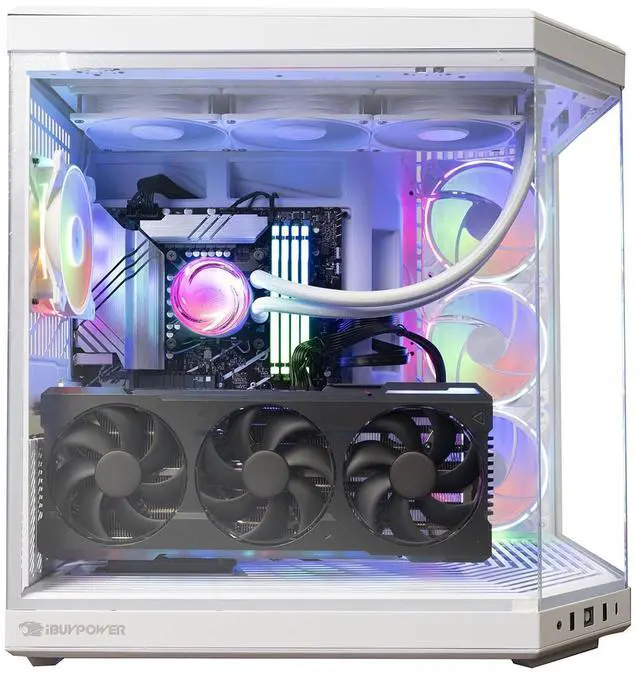 Alt view image 9 of 13 - iBUYPOWER Y70 Snow White Gaming PC Desktop - AMD Ryzen 9 9900X - NVIDIA GeForce RTX 5070Ti 16GB - 64GB DDR5 RGB - 1TB NVMe SSD - Y70WA9N57T01