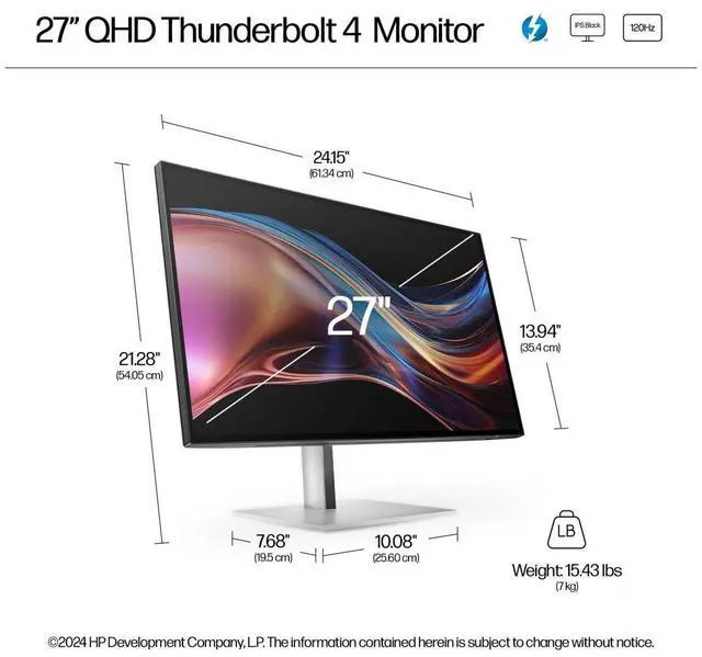 Alt view image 14 of 14 - HP 727pu 27" Class WQHD LED Monitor - 16:9 - Natural Silver - 27" Viewable - In-plane Switching (IPS) Black Technology - Edge LED Backlight - 2560 x 1440 - FreeSync Premium - 400 Nit - 5 ms