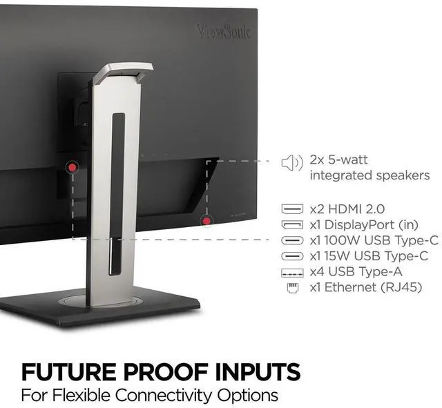 Alt view image 19 of 20 - ViewSonic VG3456a 34" 21:9 UltraWide QHD 1440p 100 Hz IPS Monitor with Ergonomics Design, 100W USB C, Docking Built-In, Gigabit Ethernet for Home and Office