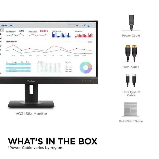 Alt view image 20 of 20 - ViewSonic VG3456a 34" 21:9 UltraWide QHD 1440p 100 Hz IPS Monitor with Ergonomics Design, 100W USB C, Docking Built-In, Gigabit Ethernet for Home and Office