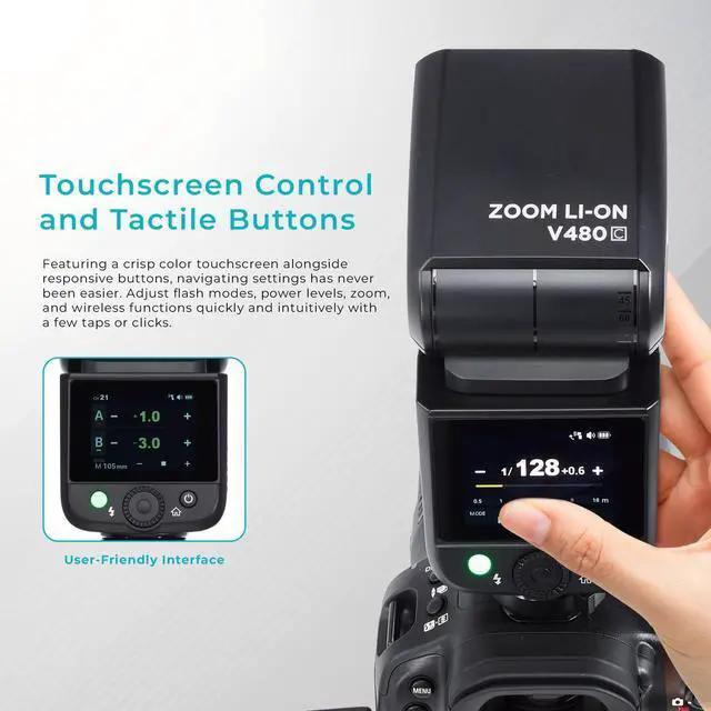 Alt view image 5 of 7 - Flashpoint Zoom Li-on Compact V480 R2 TTL On Camera Flash For Canon #FPLFSMZLCC