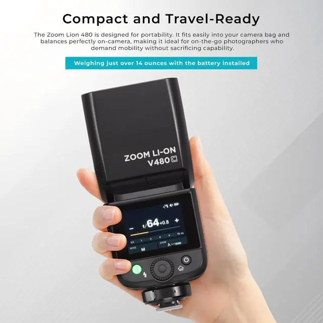 Alt view image 6 of 7 - Flashpoint Zoom Li-on Compact V480 R2 TTL On Camera Flash For Canon #FPLFSMZLCC