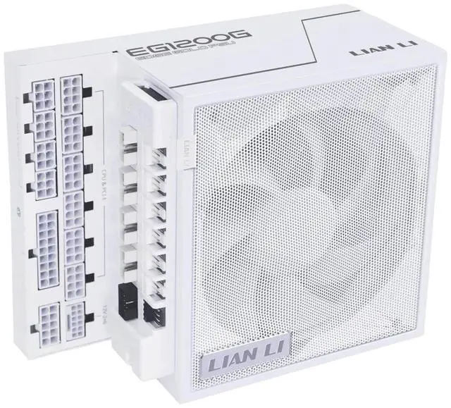 Alt view image 9 of 15 - Lian Li Edge Series-1200W Full Modular Power Supply (Fan Hub Included) - Gold-ATX 3.0, 3.1-PCIE 5.1-L-Shape Design for Dual Chamber Case-120mm FDB Fan-Supports up to 4 USB Device - White - EG1200G.WH