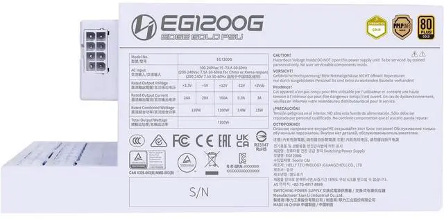 Alt view image 10 of 15 - Lian Li Edge Series-1200W Full Modular Power Supply (Fan Hub Included) - Gold-ATX 3.0, 3.1-PCIE 5.1-L-Shape Design for Dual Chamber Case-120mm FDB Fan-Supports up to 4 USB Device - White - EG1200G.WH