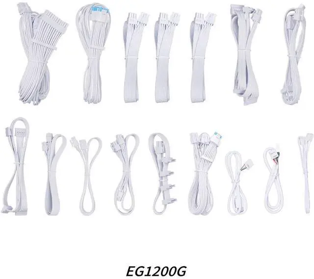 Alt view image 13 of 15 - Lian Li Edge Series-1200W Full Modular Power Supply (Fan Hub Included) - Gold-ATX 3.0, 3.1-PCIE 5.1-L-Shape Design for Dual Chamber Case-120mm FDB Fan-Supports up to 4 USB Device - White - EG1200G.WH