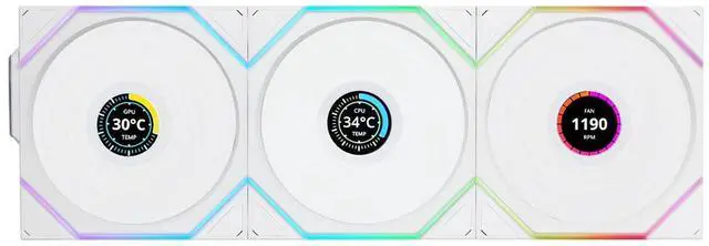Alt view image 9 of 14 - Lian Li UNI Fan TL LCD 120 Wireless - Triple Pack - 2.4 GHz Wireless Controller Included - Daisy Chain & Infinity Mirror Design - LCD Display - Controller requesd for use. - White (12TLLCD1W3W)