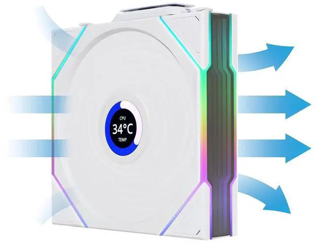 Alt view image 13 of 14 - Lian Li UNI Fan TL LCD 120 Wireless - Triple Pack - 2.4 GHz Wireless Controller Included - Daisy Chain & Infinity Mirror Design - LCD Display - Controller requesd for use. - White (12TLLCD1W3W)