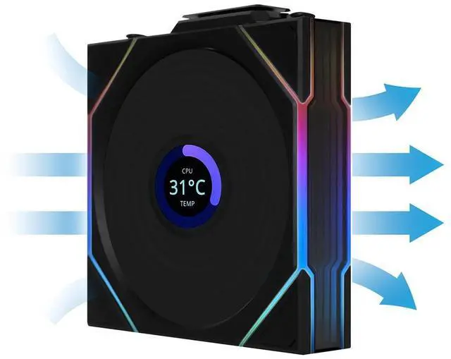 Alt view image 12 of 13 - Lian Li UNI Fan TL LCD 120 Wireless - Single Pack - Controller Not Included - 2.4 GHz Wireless Control  - Infinity Mirror Design - LCD Display - Controller requesd for use. - Black (12TLLCD1W1B)