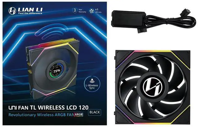 Alt view image 13 of 13 - Lian Li UNI Fan TL LCD 120 Wireless - Single Pack - Controller Not Included - 2.4 GHz Wireless Control  - Infinity Mirror Design - LCD Display - Controller requesd for use. - Black (12TLLCD1W1B)