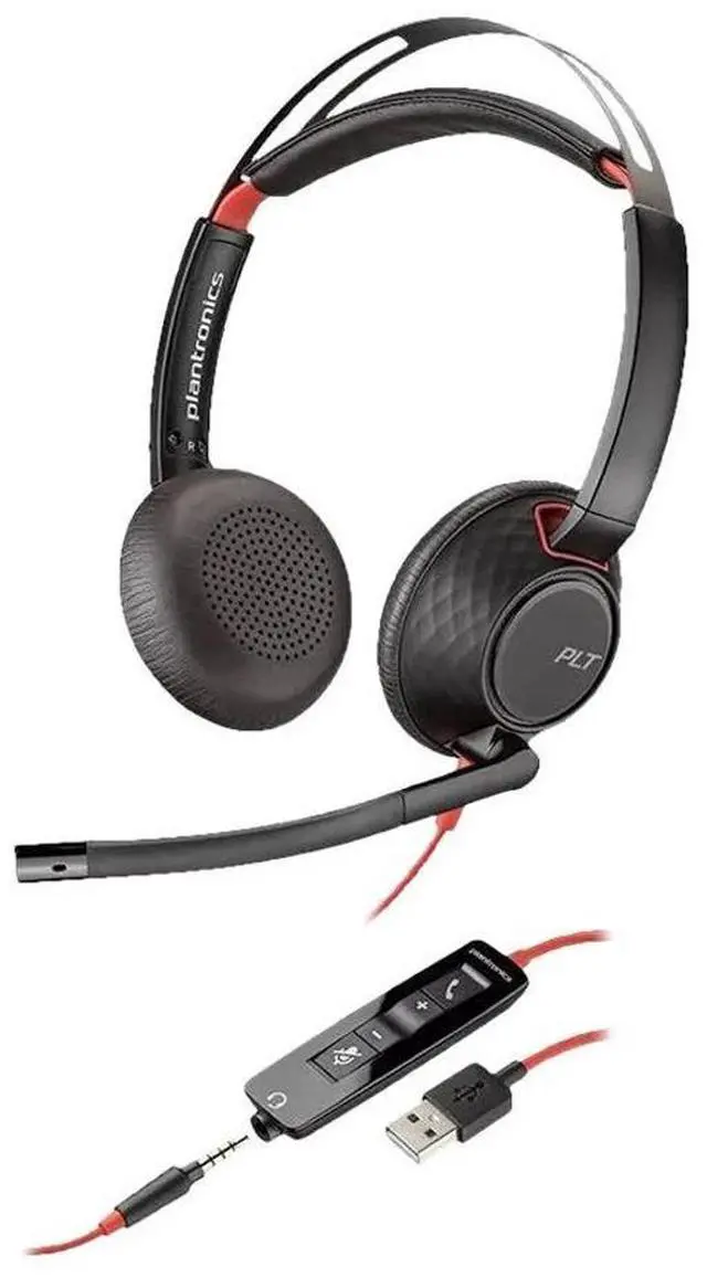 Alt view image 3 of 5 - Poly Blackwire 5220 Stereo USB-C Headset +3.5mm Plug +USB-C/A Adapter (Bulk) (8X231A6), Black