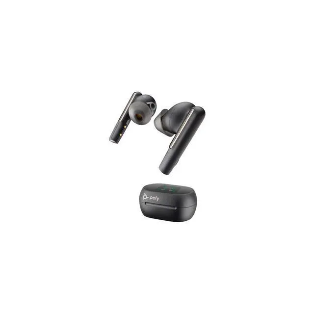 Alt view image 13 of 14 - Poly Voyager Free 60+ UC Carbon Black Earbuds +BT700 USB-C Adapter +Touchscreen Charge Case (7Y8G4AA)