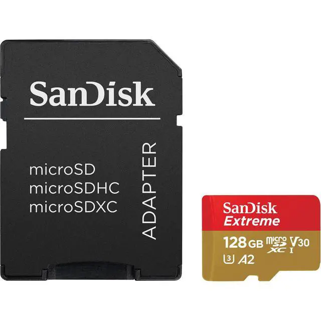 Alt view image 2 of 5 - SanDisk Extreme 128GB UHS-I U3 microSDXC Memory Card Bundle #SDSQXH9128GGZ6MAA
