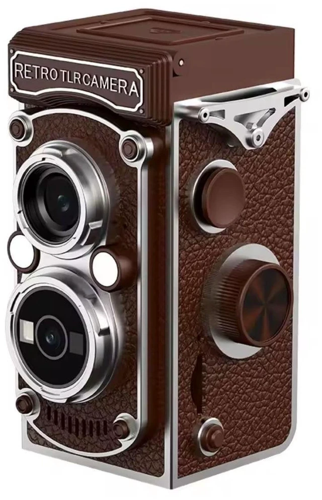 Main image of Aries RetroSnap Mini 1080P Digital Camera - Vintage Twin-Lens Style (Brown)
