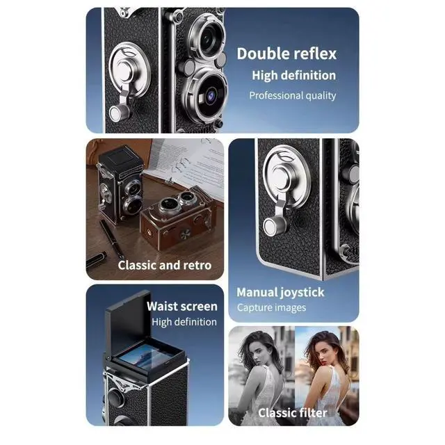 Alt view image 5 of 7 - Aries RetroSnap Mini 1080P Digital Camera - Vintage Twin-Lens Style (Green)