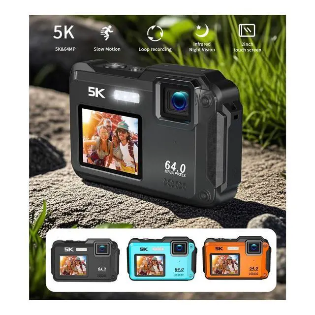 Alt view image 7 of 7 - Aries SplashCam Pro Waterproof Digital Camera (Blue) #SPLASHCAM-BL