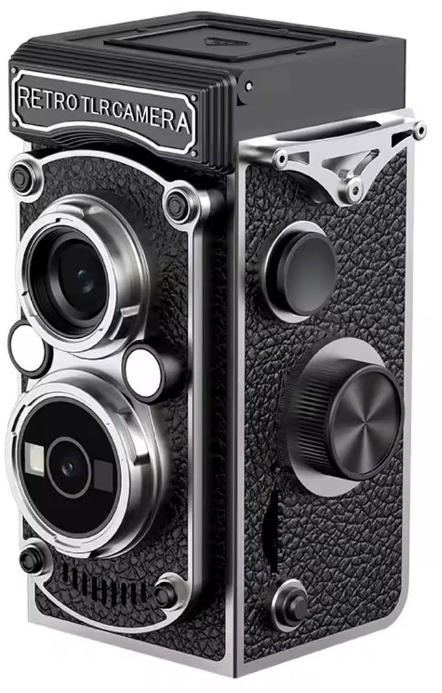 Main image of Aries RetroSnap Mini 1080P Digital Camera - Vintage Twin-Lens Style (Black)