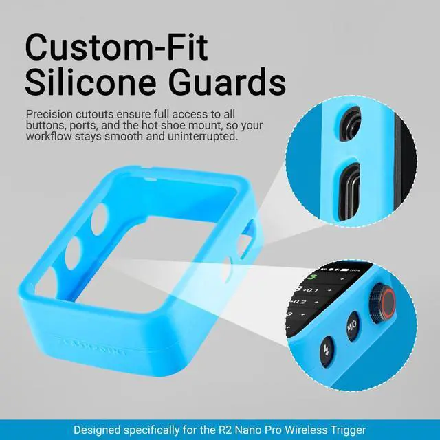 Alt view image 6 of 7 - Flashpoint Bumper Guard for R2 Nano Pro Wireless Trigger (Godox X3 Pro) Blue