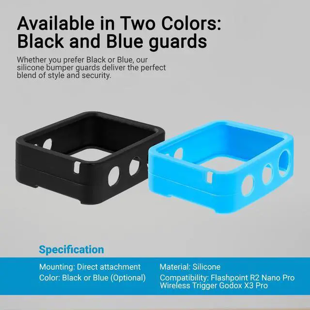 Alt view image 7 of 7 - Flashpoint Bumper Guard for R2 Nano Pro Wireless Trigger (Godox X3 Pro) Blue