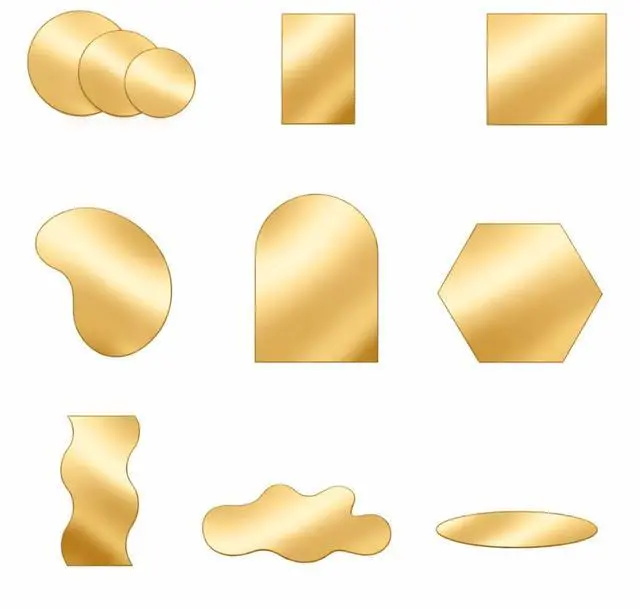 Main image of Glow Acrylic Mirror Reflective Display Set, 11PC Photo Background Props (Gold)