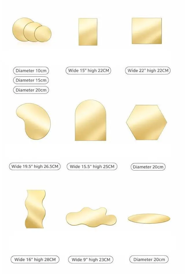 Alt view image 2 of 7 - Glow Acrylic Mirror Reflective Display Set, 11PC Photo Background Props (Gold)