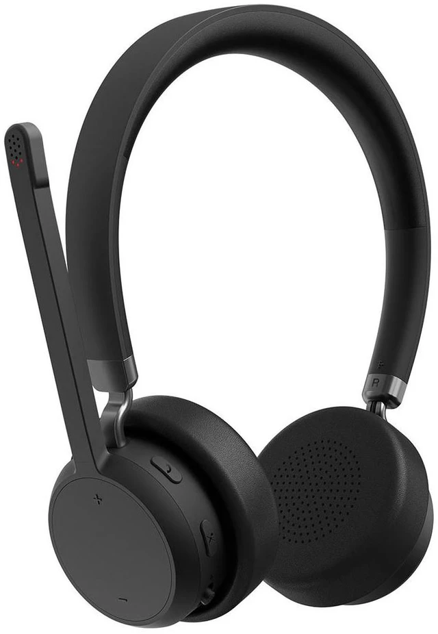 Alt view image 12 of 17 - Lenovo Wireless Stereo Headset - Stereo - Wireless - Bluetooth - 98.4 ft - 32 Ohm - 20 Hz to 20 kHz - On-ear, Over-the-head - Binaural - Circumaural - 4.27 ft Cable - Noise Canceling - Black