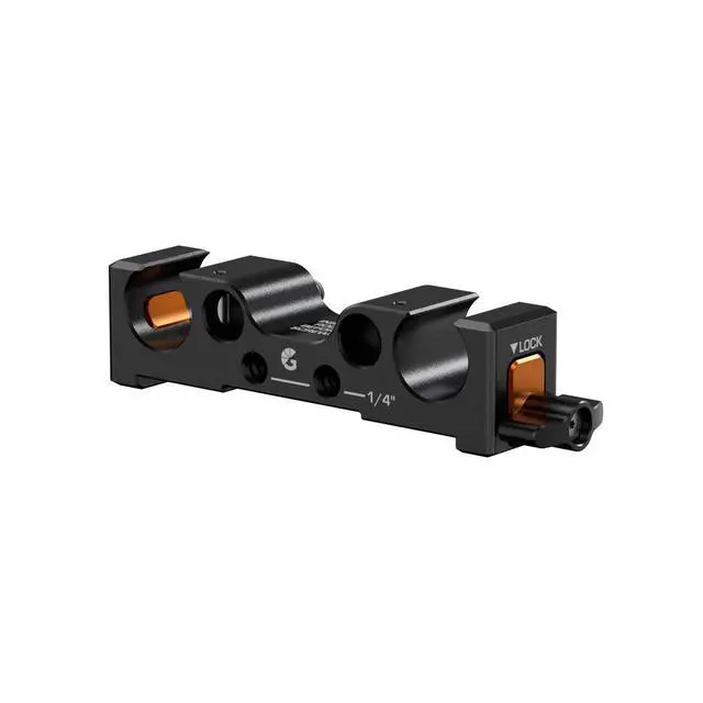 Alt view image 2 of 2 - Bright Tangerine Rear Rod Bracket for 15mm LWS LeftField Mini Baseplate, Black
