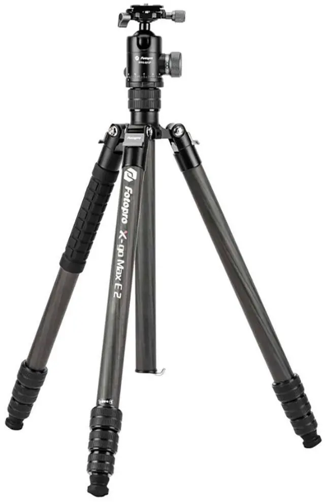 Main image of FotoPro X-go Max E 2 4-Section Carbon Fiber Tripod with Ball Head, Black