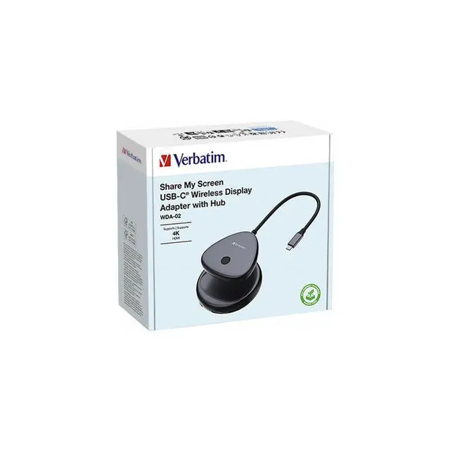 Alt view image 7 of 7 - Verbatim WDA-02 Share My Screen 4K USB-C Wireless Display Adapter with Hub