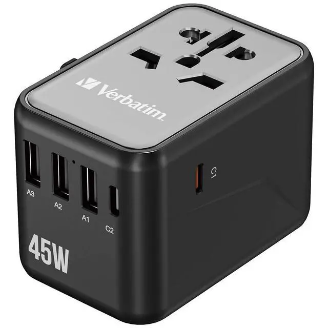 Alt view image 3 of 8 - Verbatim UTA-08 Universal Travel Adapter, (3) USB-A/(3) USB-C